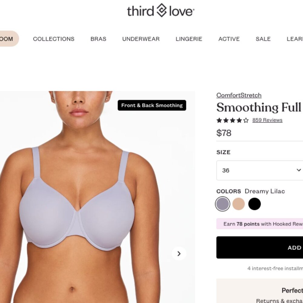 ThirdLove Smoothing Full Coverage Bra, dreamy lilac, 36G